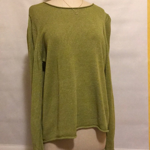 Chico's Sweaters - Chico’s Apple 🍏 Green Linen Blend Sweater Size 2
